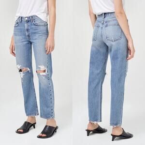 AGOLDE Mia Mid Rise Straight Distressed Jeans Women’s 29 Rule Wash NWT